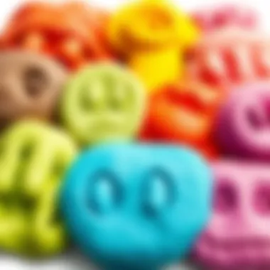 Different textures and colors of finished playdoh