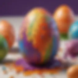 Vibrant colors splashing on an Easter egg surface