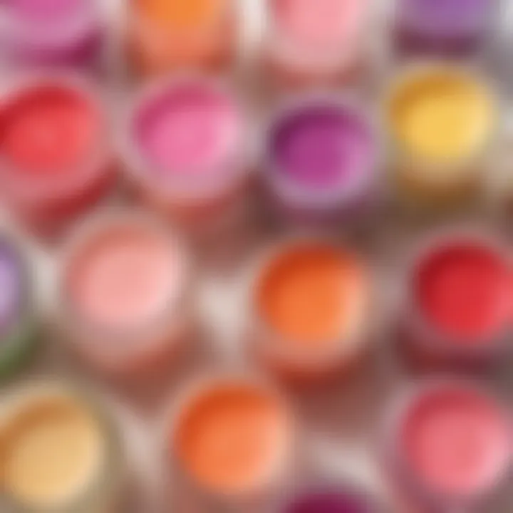 Finished jars of vibrant homemade lip gloss
