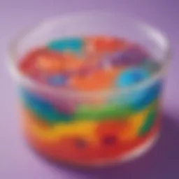 Colorful slime mixture in a transparent container