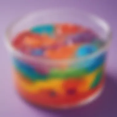 Colorful slime mixture in a transparent container