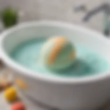 Fizzy bath bomb fizzing in bathtub