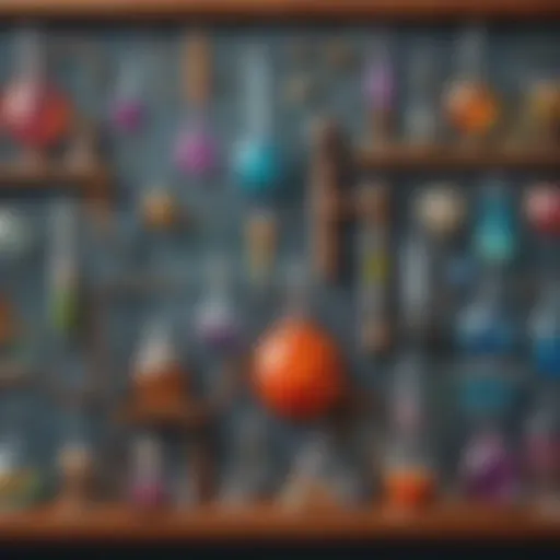 Colorful science-themed wall decorations