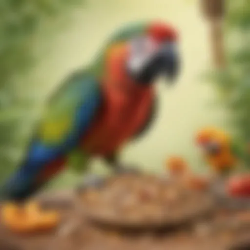 Colorful Parrot Eating DIY Bird Seed