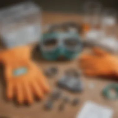 Safety gear including gloves and goggles for mold experiments