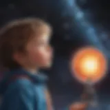 Curious child staring at a galaxy