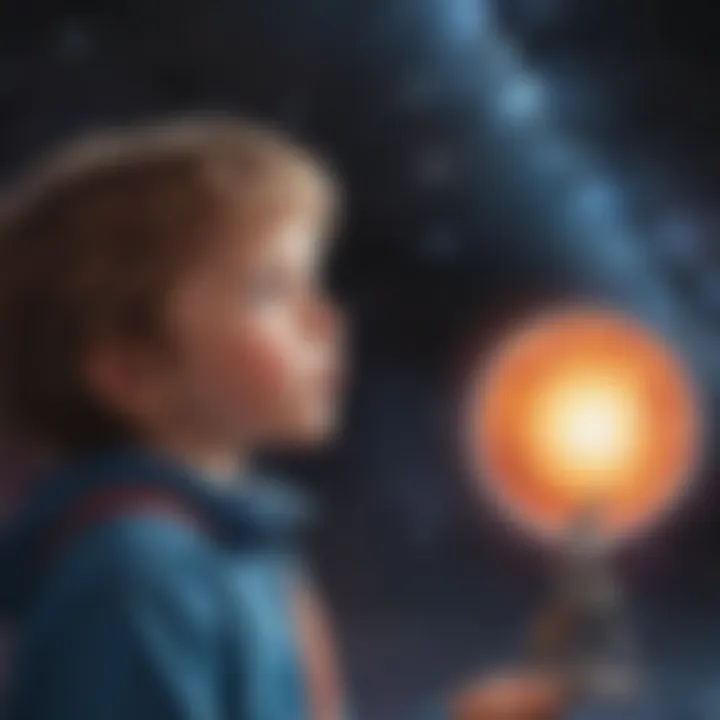 Curious child staring at a galaxy