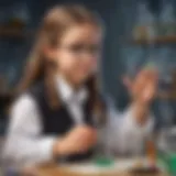 Curious young girl conducting a science experiment in a laboratory setting