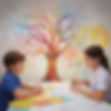 Children collaborating on a colorful mind map