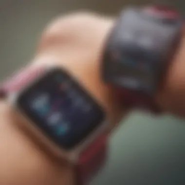 A smartwatch showing heart rate metrics.