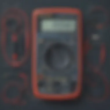 Illustration showing digital multimeter components