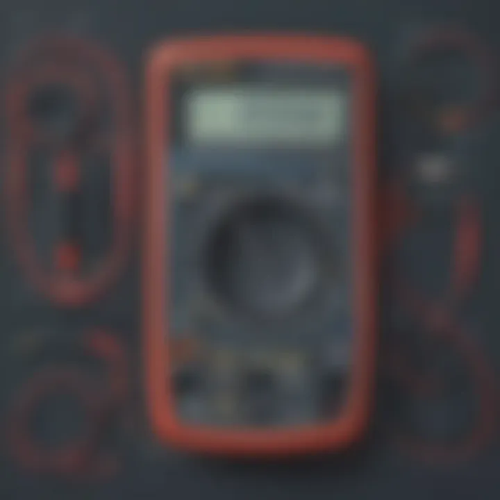 Illustration showing digital multimeter components