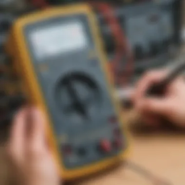 Illustration showcasing the proper usage of a digital multimeter