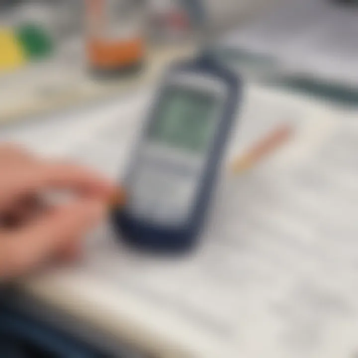 Illustration showcasing data recording process using digital thermometers