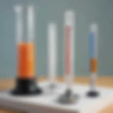 Digital Thermometers in Science Experiments Illustration depicting a science experiment setup with digital thermometers