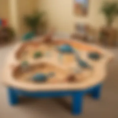 Dino Sand Table in Educational Setting A beautifully designed Dino sand table set up in an educational environment, promoting interactive learning.