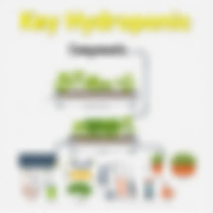 Essential components of a hydroponic setup displayed neatly