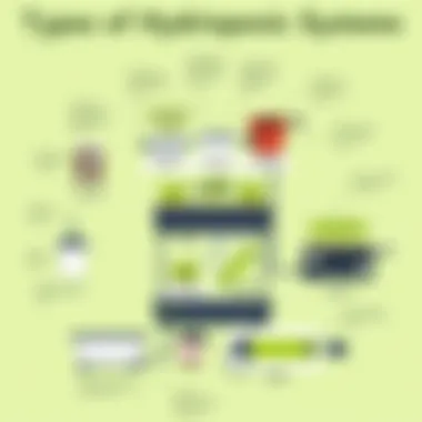 An informative diagram illustrating different hydroponic systems