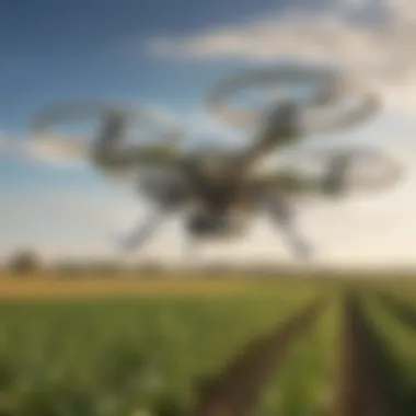 An innovative agricultural drone in action, transporting crops across fields