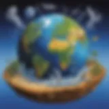 Illustration of Earth with carbon footprint symbol