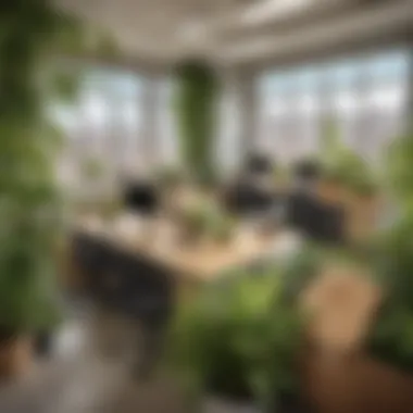 Eco-friendly office setup with plants