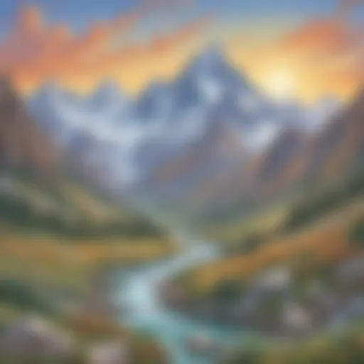 Illustration of Earth's majestic mountains and valleys