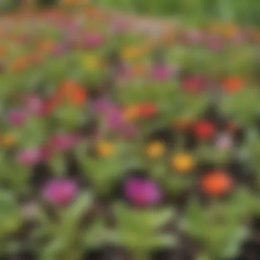 Colorful seedlings sprouting in a garden bed