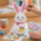 Preschooler creating Easter bunny craft