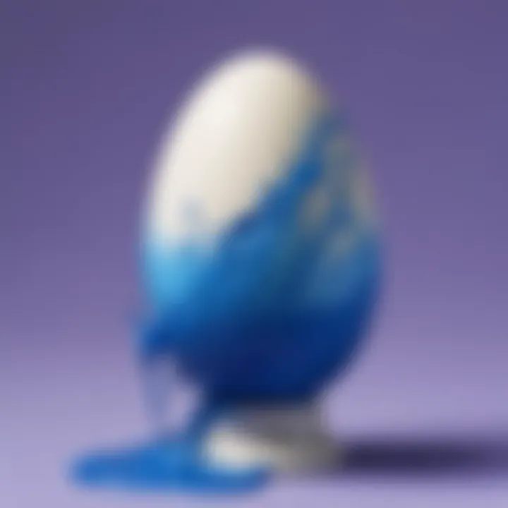 Easter egg dipped in vibrant blue dye