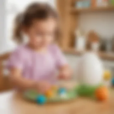 Preschooler exploring Easter egg science experiment