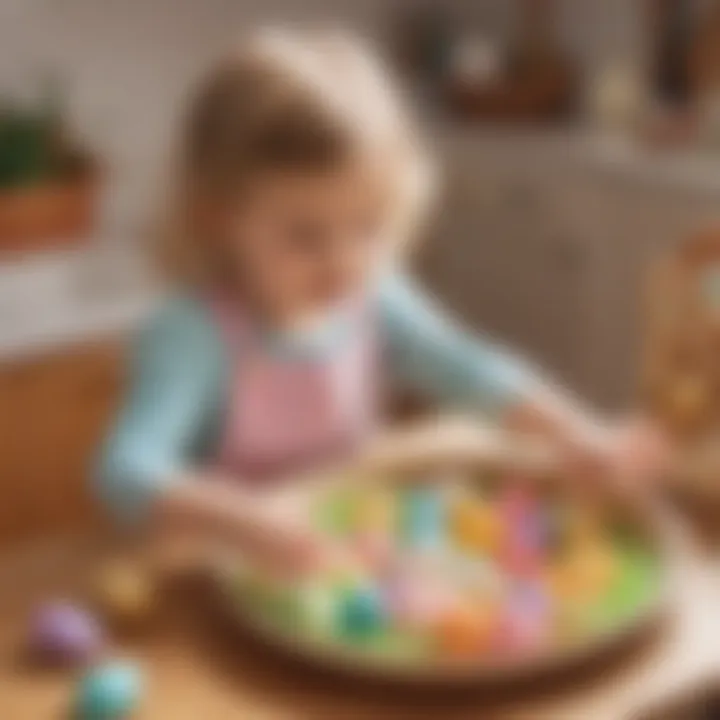 Preschooler discovering Easter-themed sensory play