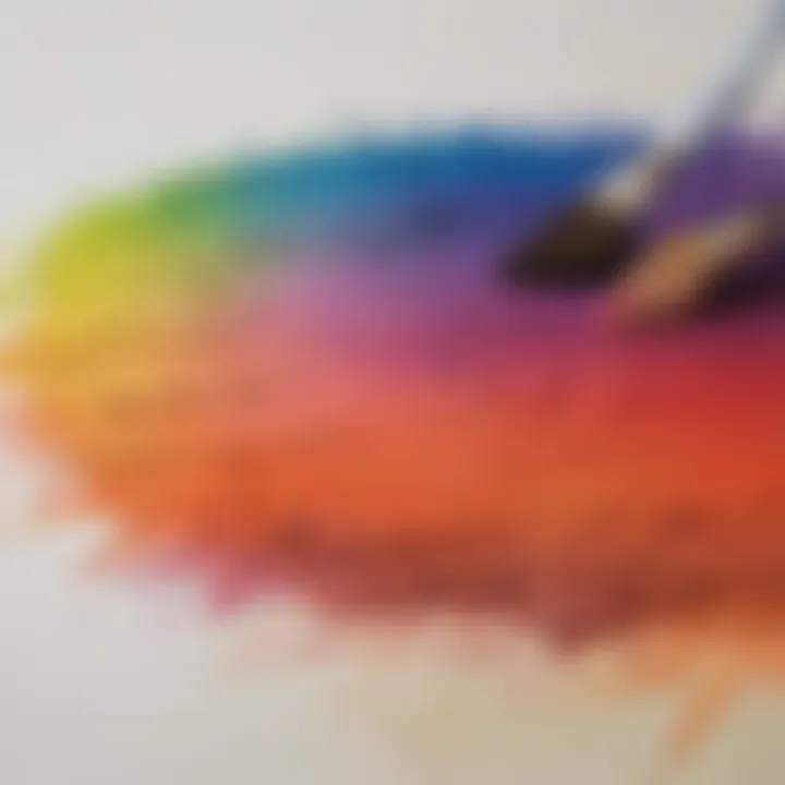 Blending colors on a canvas using a dry brush technique