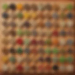 Colorful seeds displayed on a wooden table