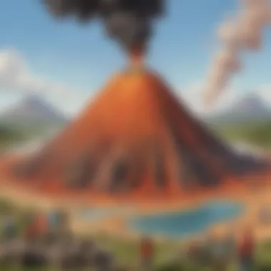 Educational volcano demonstration illustration