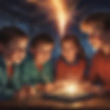 Illustration of a diverse group of children observing electrical sparks