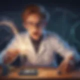 Illustration of a young scientist conducting electricity experiment