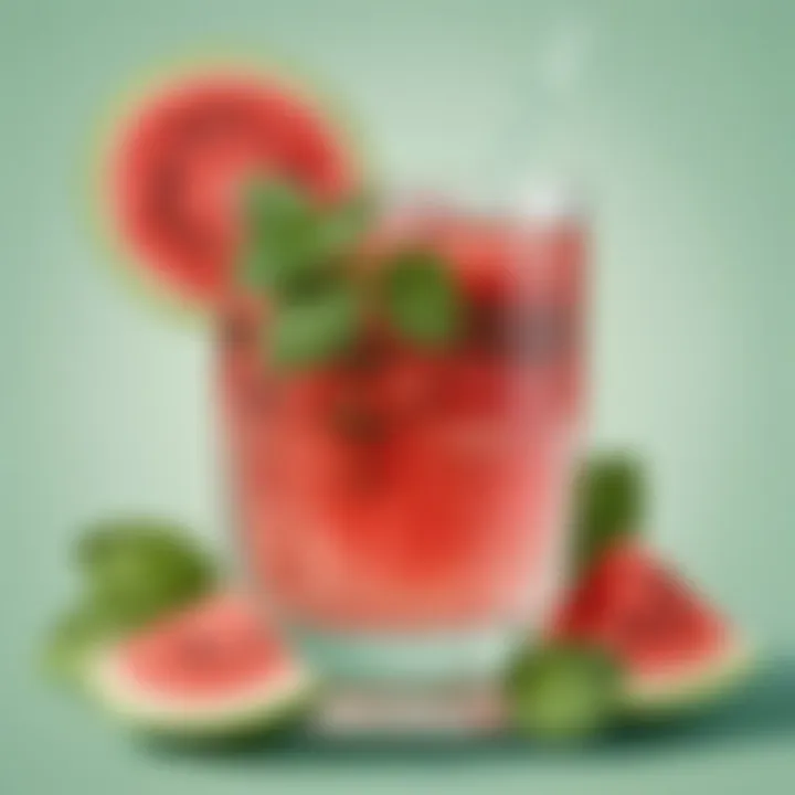 Glass of electrolyte-rich watermelon and mint infused water