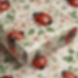 Elegant ladybug wrapping paper roll with floral accents