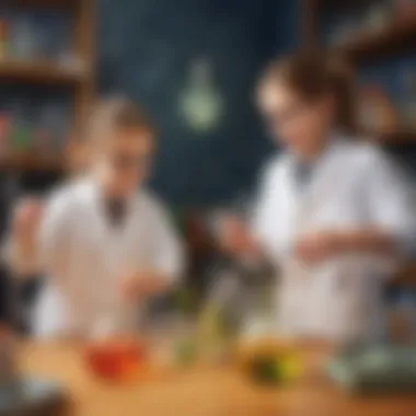 Fun Science Experiments for Young Minds Engaging scene of children conducting science experiments in a playful environment.