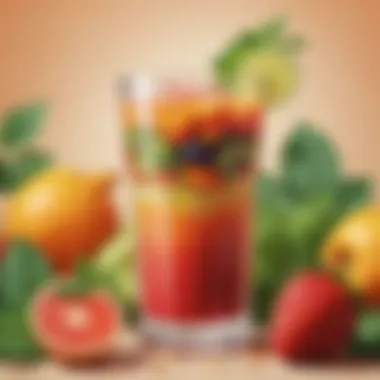 Fresh fruits and vegetables blended into a nutritious drink