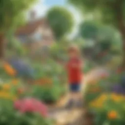 Enchanting preschooler exploring a vibrant garden