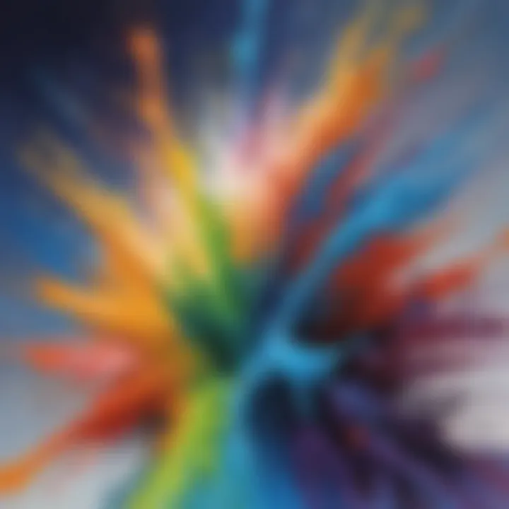 Energetic brush strokes in splashing painting