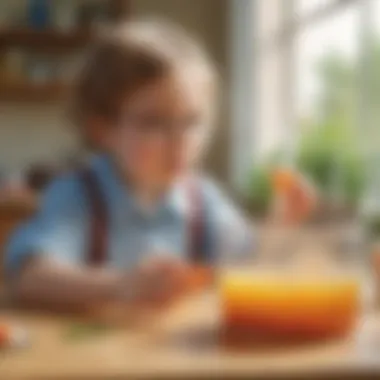 A curious child observing a fizzy science experiment