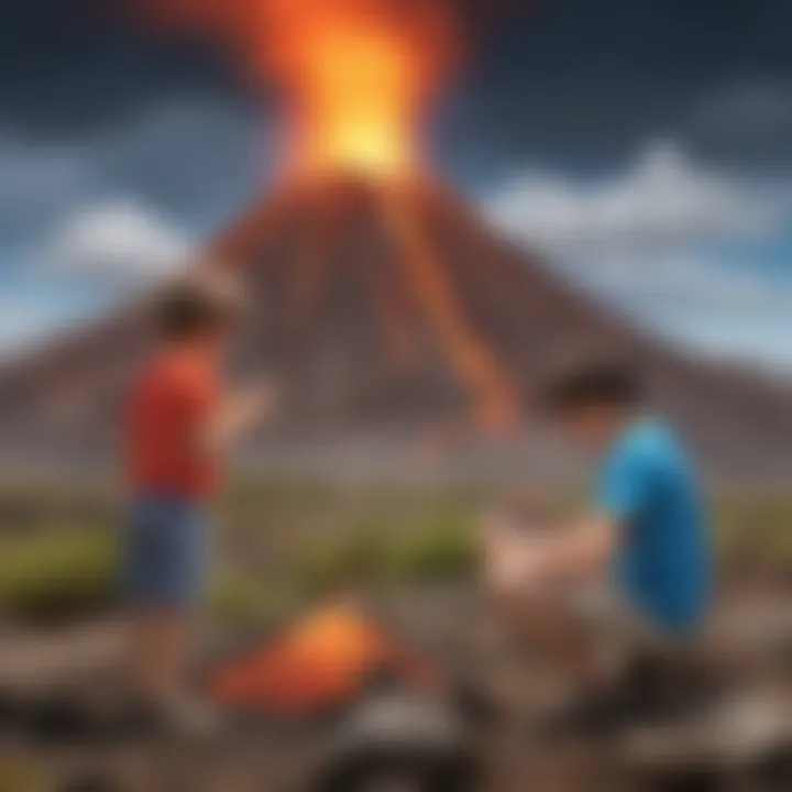Child observing a simple volcano experiment