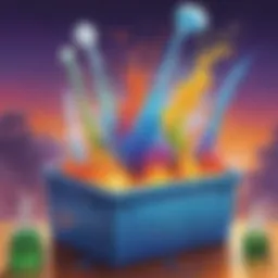 Colorful chemical reaction in a container