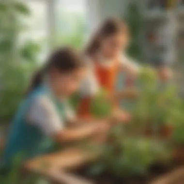 Kids conducting a simple science experiment with plants