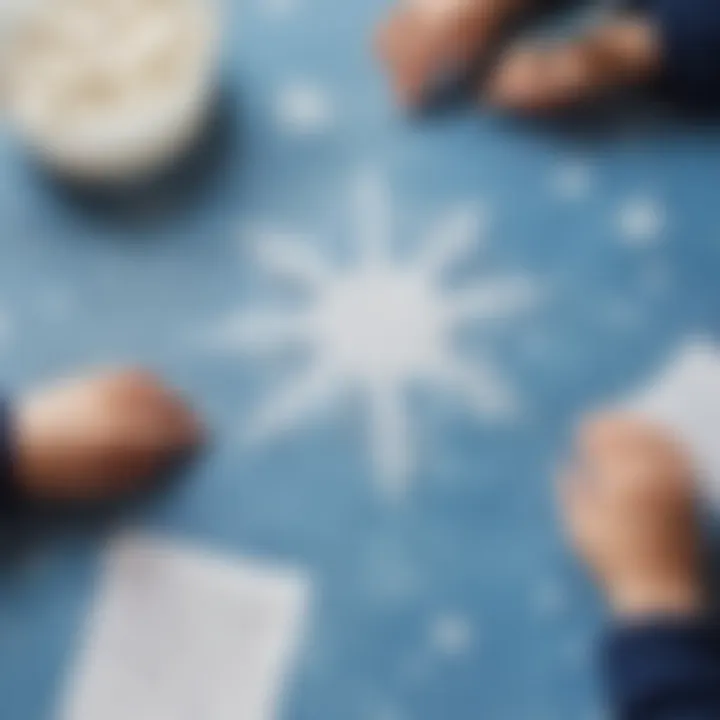 Preschoolers creating snowflakes in a winter art activity