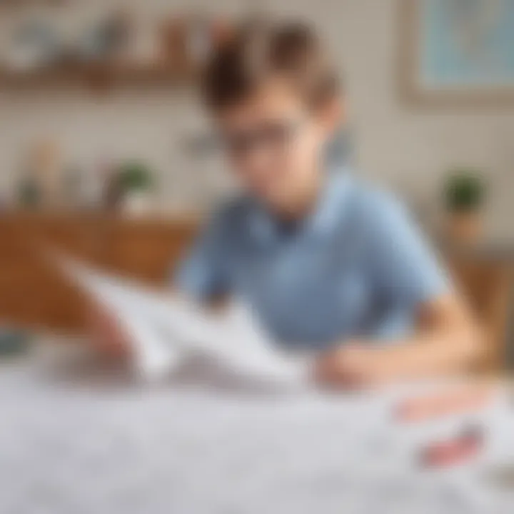 Illustration of a child constructing a paper airplane