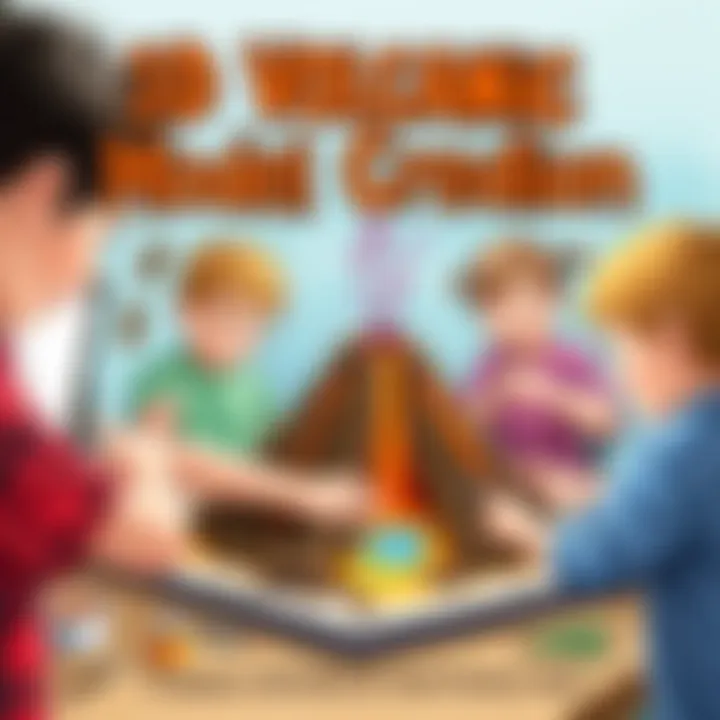 3D Volcanic Eruption Model Creation A group of children creating a hands-on 3D model of a volcano using clay and paint.