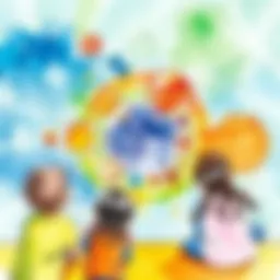 Children engaging in a vibrant watercolor creation that represents the solar system.